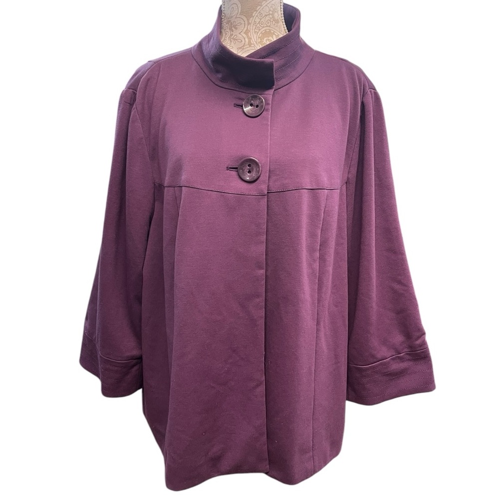 SANDRO Jacket Ponte Knit Flowy Lagenlook Woman Purple Size 1X